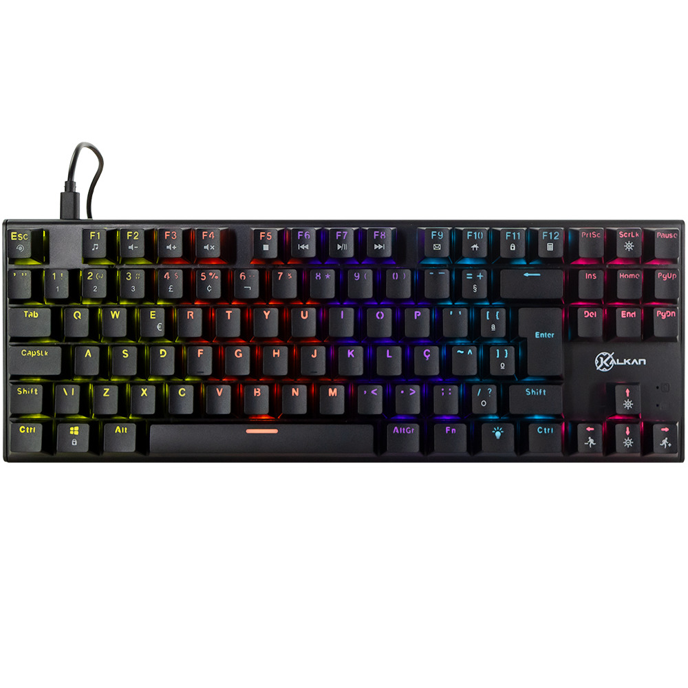 Teclado Gamer Kalkan Loki, Mecânico, Switch YH Brown, Rainbow, TKL, 60%, ABNT2, Preto - KLK00014