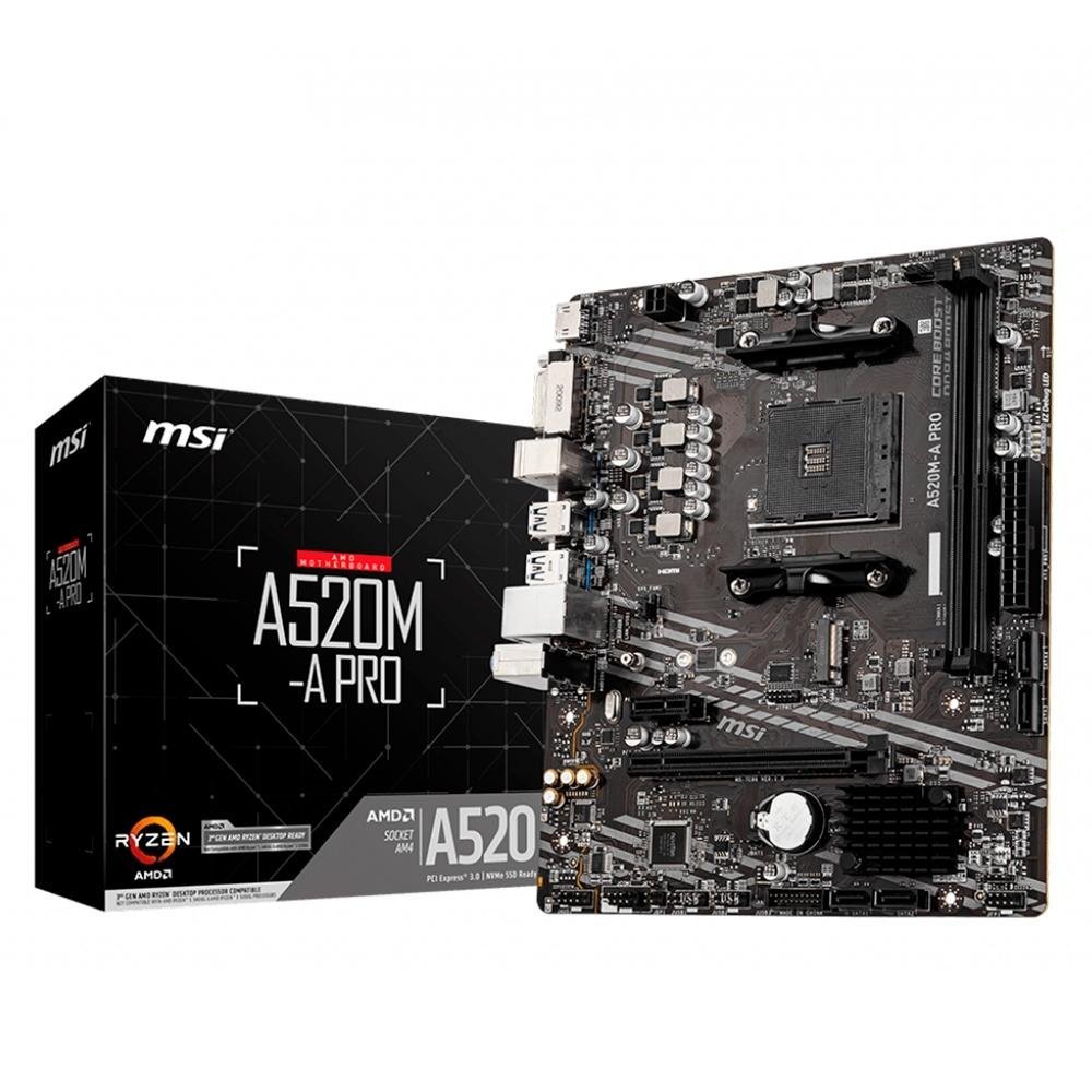 Placa Mãe MSI A520M PRO AMD AM4 DDR4 mATX - A520M-A PRO