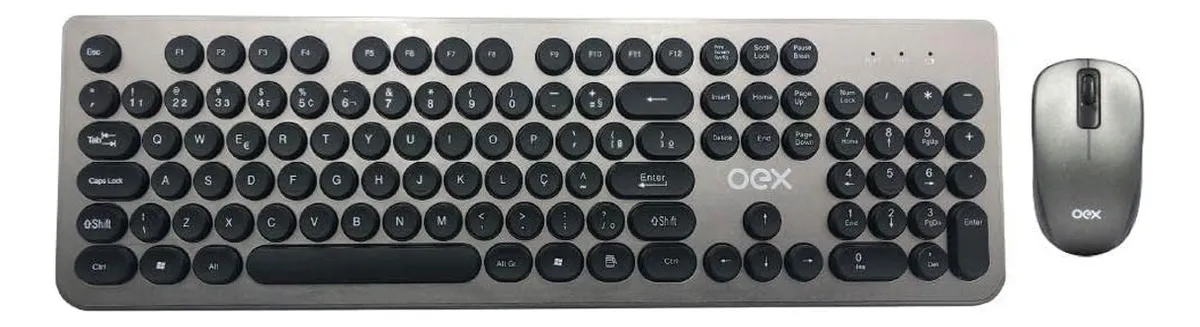 Kit Teclado e Mouse OEX Combo Pop, Wireless 2.4GHz, Cinza - TM410