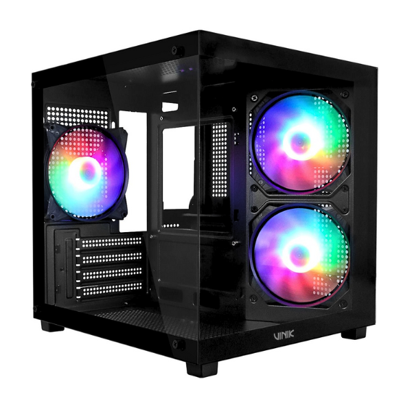 Gabinete Gamer Vinik G-Cube 3 Fans Lateral Vidro Temperado Preto - GGGCVBK