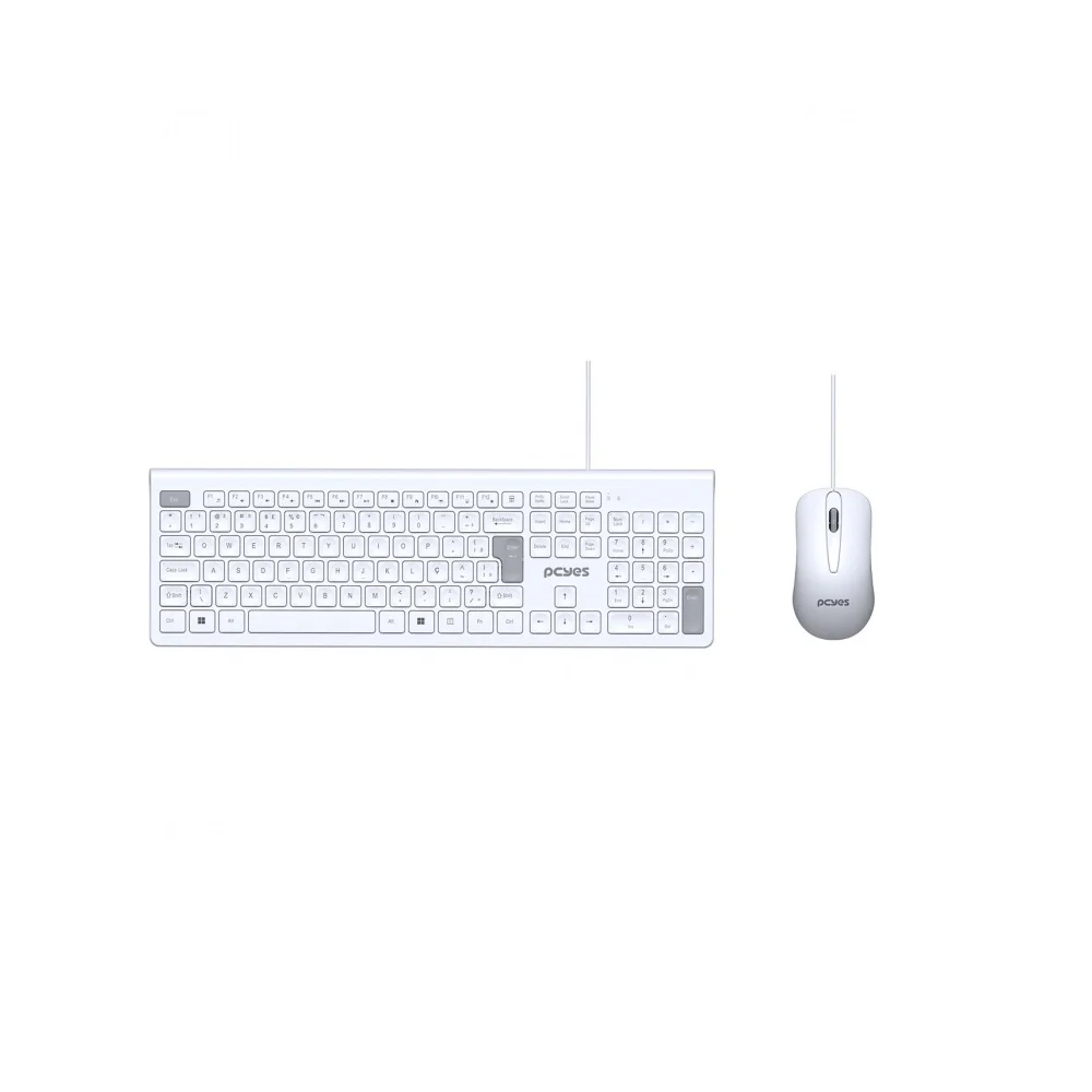 Kit Teclado e Mouse PCYes Soft USB Branco - PCOSF2W