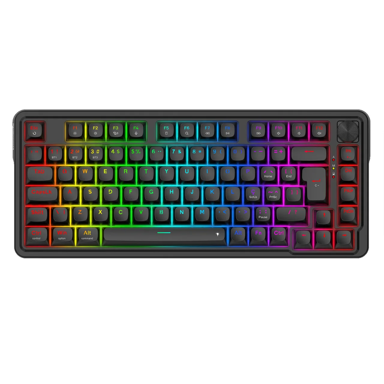 Teclado Redragon Finke, Mecânico, Switch Dragon Chant Chant, Sem Fio, Bluetooth & USB, RGB, Preto - K715B-PT