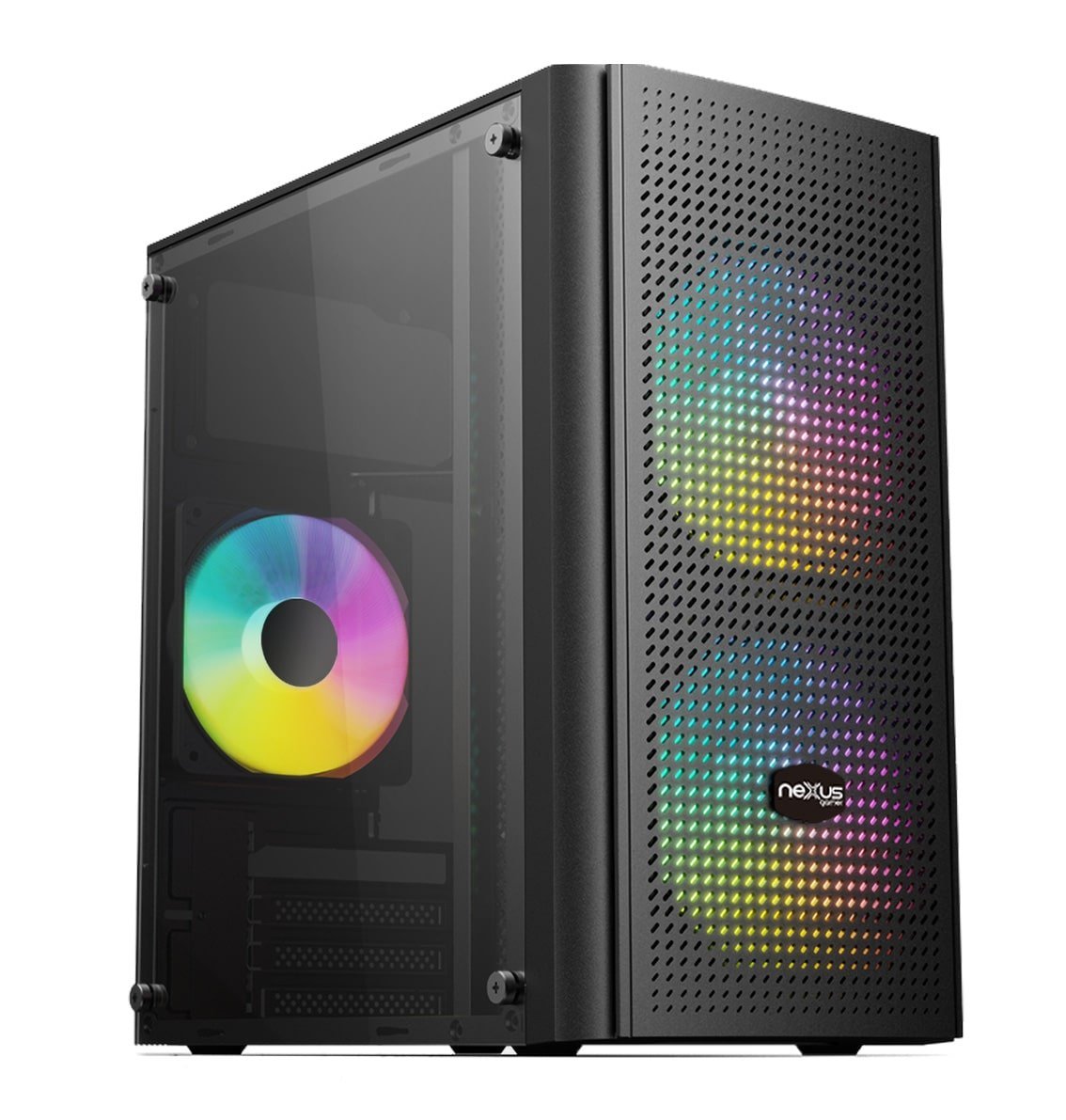 Gabinete Nexus Neon New com 3 Fans RGB Vidro Temperado Mid Tower Preto
