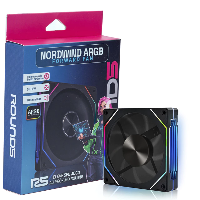 Cooler Fan Round5 Nordwind Forward 120mm PWM ARGB Preto