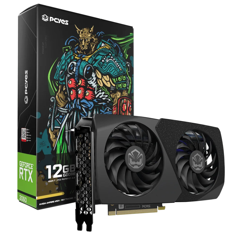 Placa de Vídeo PCYES RTX 3060 Graffiti Projeto Edge, 12GB GDDR6, 192-bit - PVRTX3060BL2F