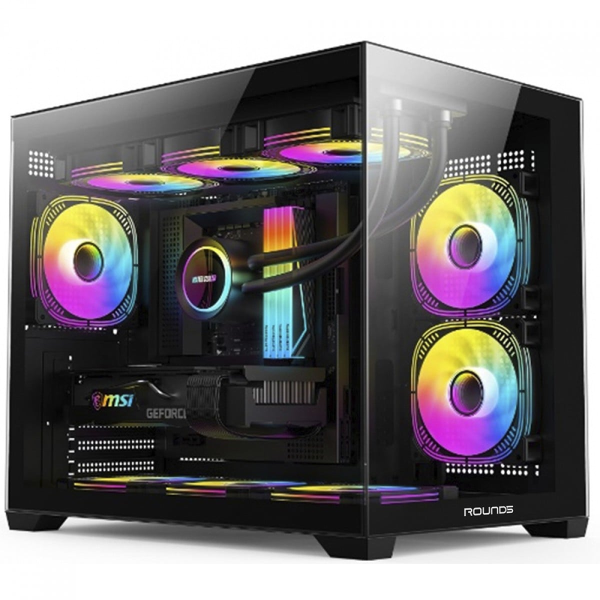 Gabinete Gamer Round5 Blast Black (M-ATX / Aquário / Frontal Vidro / Sem Fan)