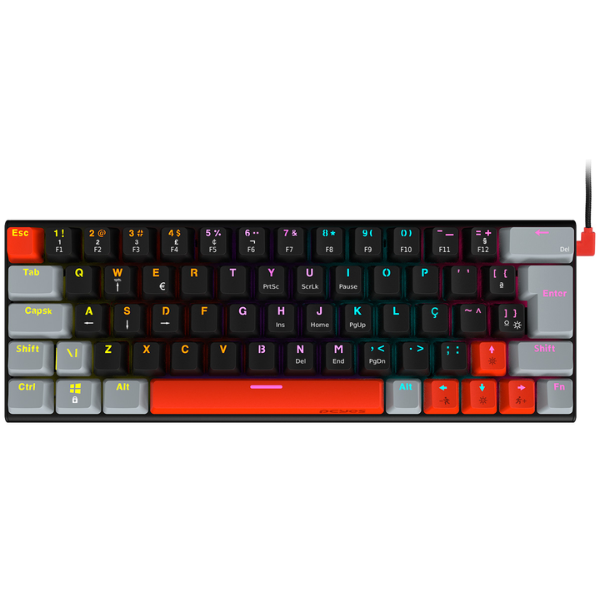 Teclado Mecânico Gamer PCYes Kuromori 60% Black Vulcan Switch Blue LED