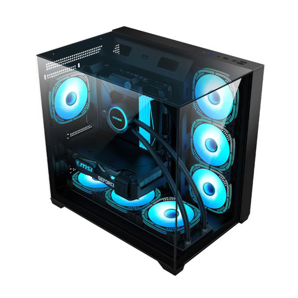 Gabinete Gamer Kmex Aquário Mega Shark mATX Preto - CG-01FD