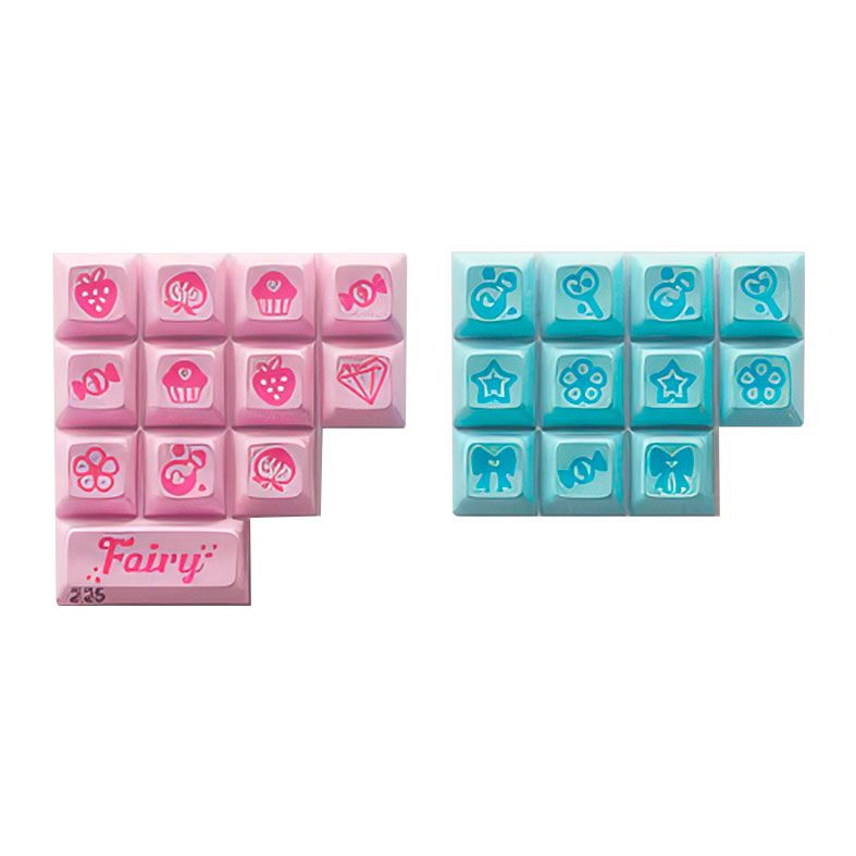 Keycaps Akko Sylph Potion 23 Peças DSA Novelties PBT Rosa e Azul