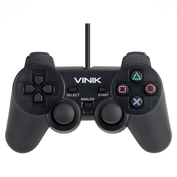Controle para PC Vinik, Playstation 2, PS2, USB, 1.8 M, Preto, 107486