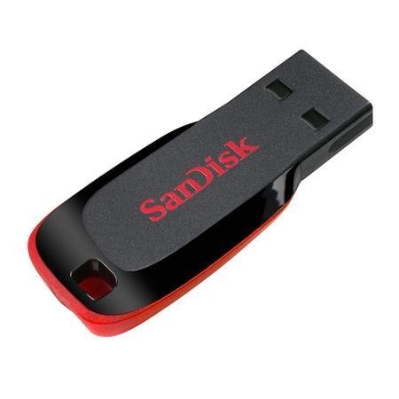 Pen Drive SanDisk Cruzer Blade 64GB USB 2.0 Preto e Vermelho - SDCZ50