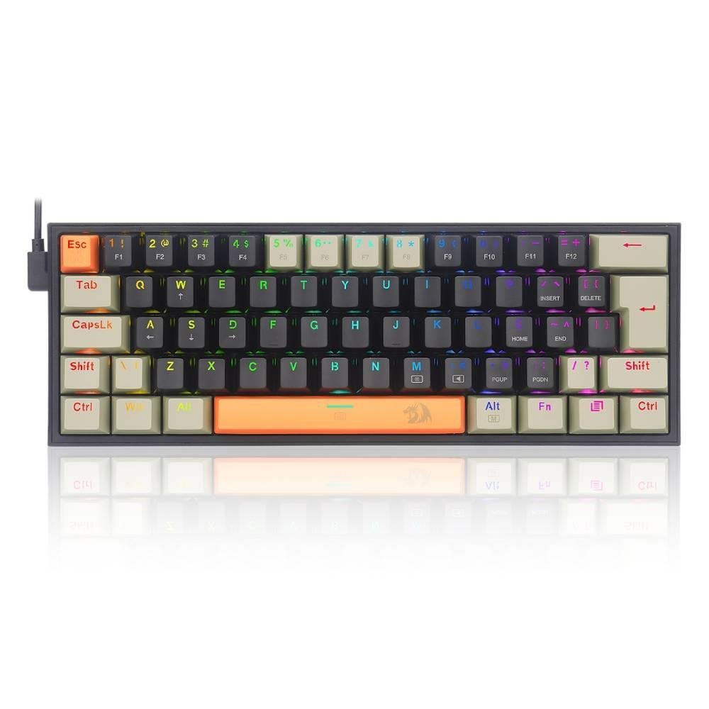 Teclado Redragon, Fizz, Mecânico, Switch Brown, RGB, Preto com Cinza, K617RGB-OG-BK-GY