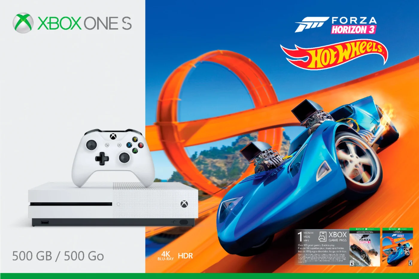 Console Xbox One S 500GB Branco Edição Forza Horizon 3 Hot Wheels - Semi Novo (com Caixa)