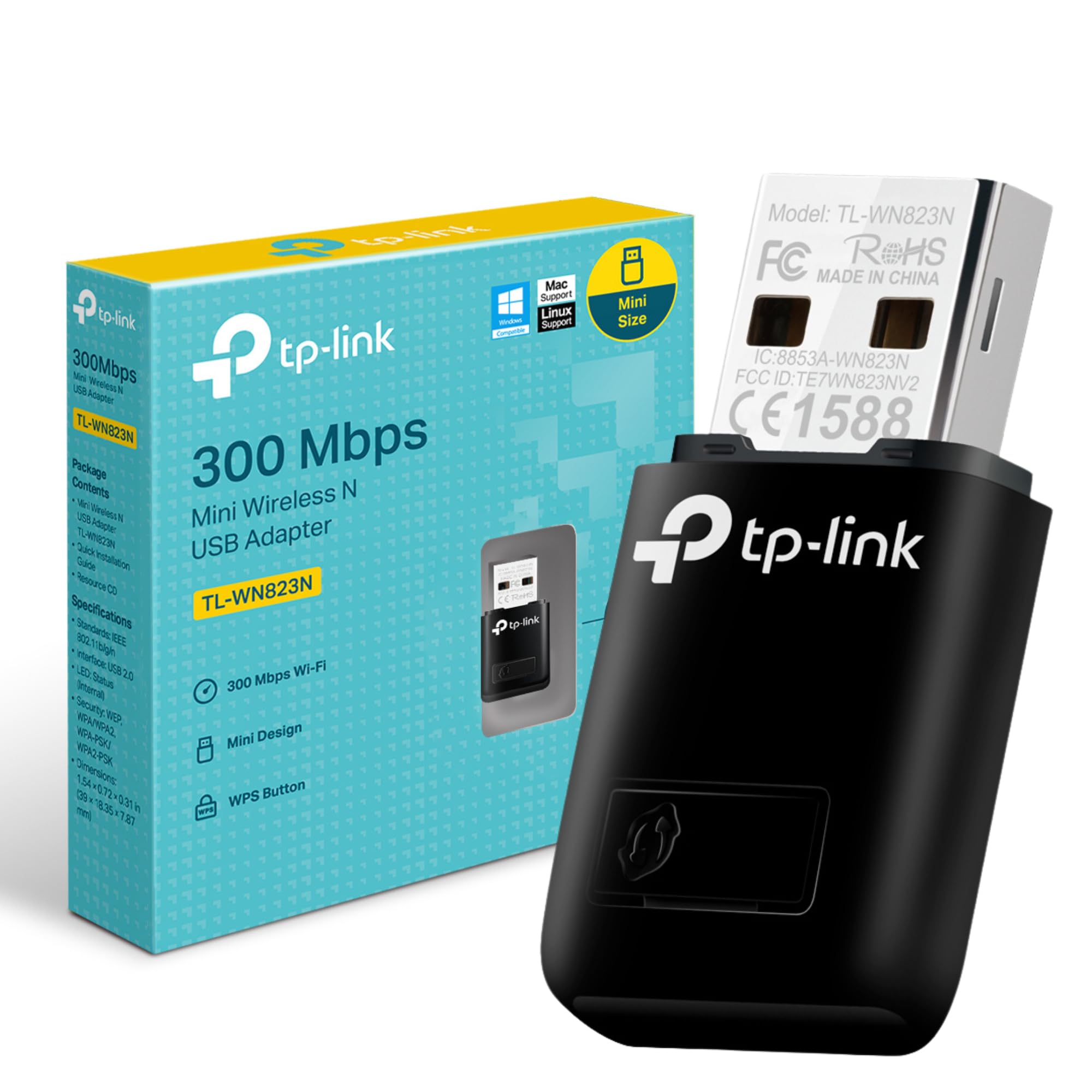 Mini Adaptador USB Wifi N 300mbps 2.4ghz Tl-wn823n Tp-link
