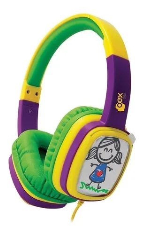 Headset OEX Cartoon HP302 Infantil Customizável Roxo e Verde