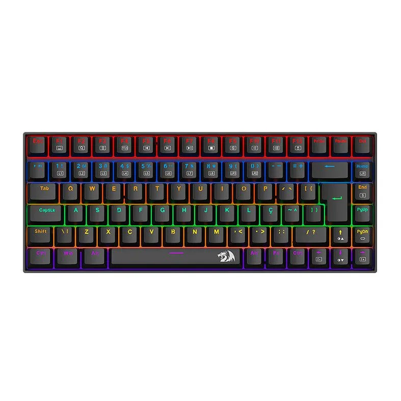 Teclado Redragon Phantom, Mecânico, Switch Brown (Marrom), Rainbow, ABNT-2, TKL (75%), Preto - K629-KB-PT-BROWN