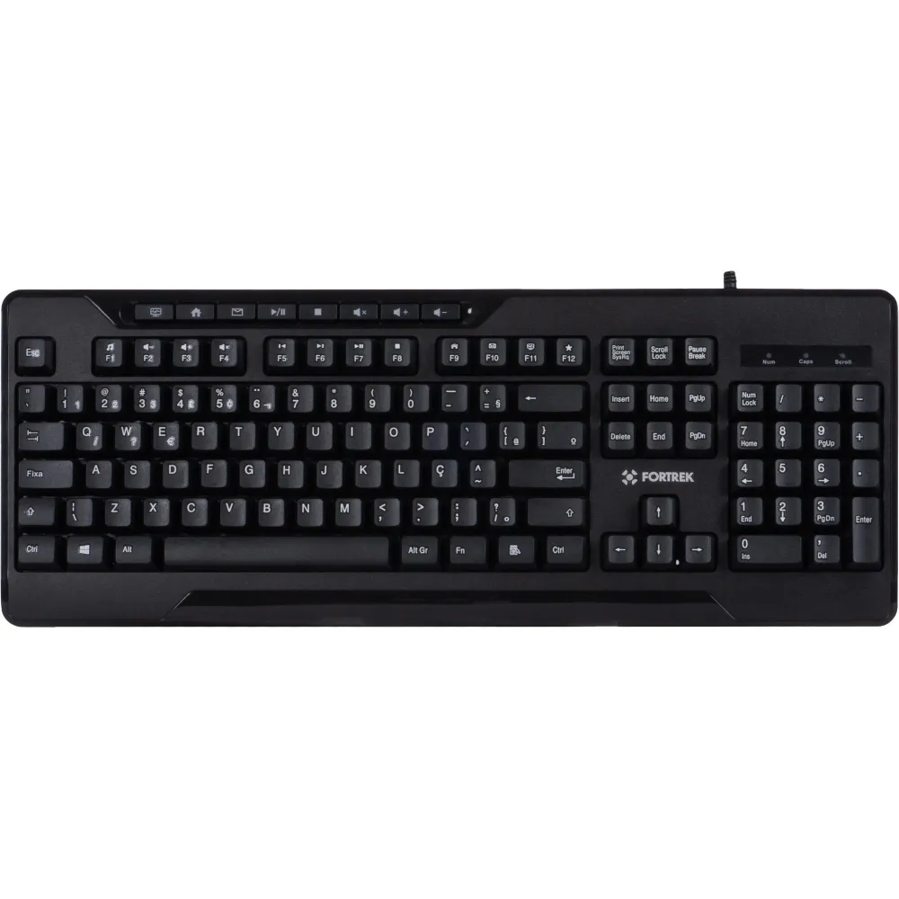 Teclado Fortrek, Membrana, ABNT2, C/ Funções Multimidia, Preto, USB - 75858