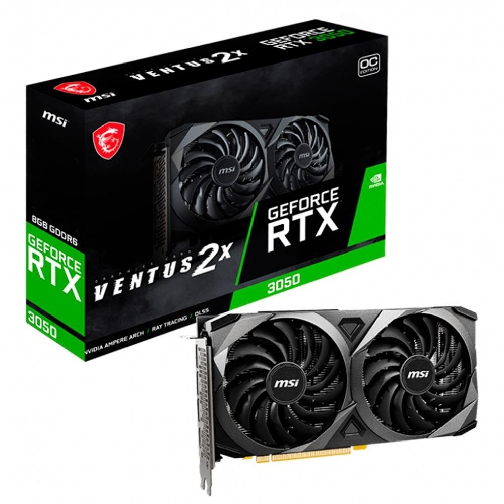 Placa de Video RTX 3050, MSI, Ventus 2x, 8 GB, GDDR6, Dual Fan, RTX3050-V2X-OC
