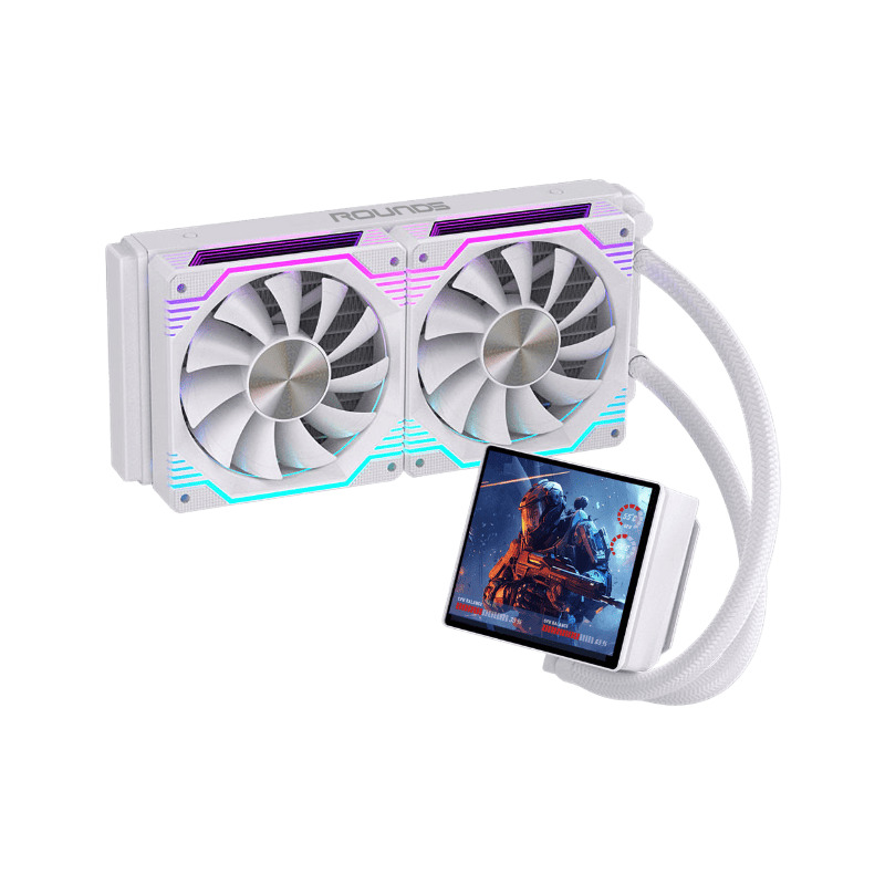 Water Cooler Round5 Zephyro 240mm ARGB com Tela LCD Intel/AMD TDP 250W Branco