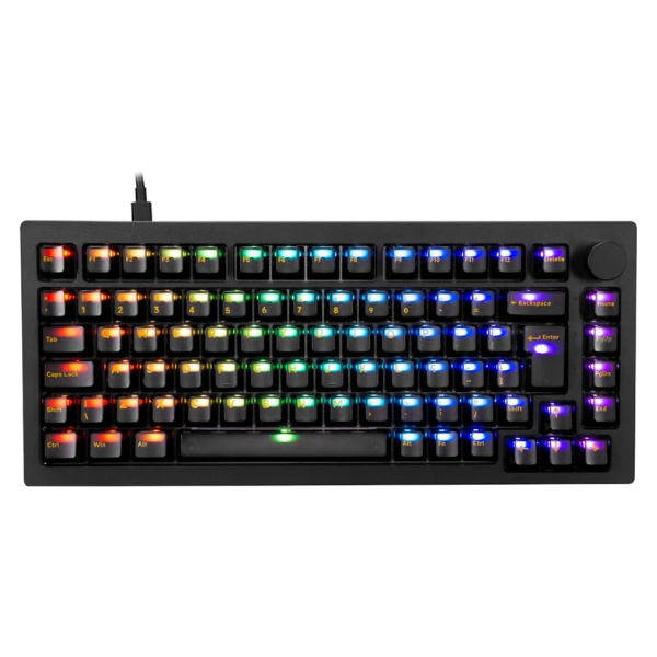 Teclado Mecânico Akko Clear Black 5075S Switch Vream Yellow V3 Pro ABNT2 Preto