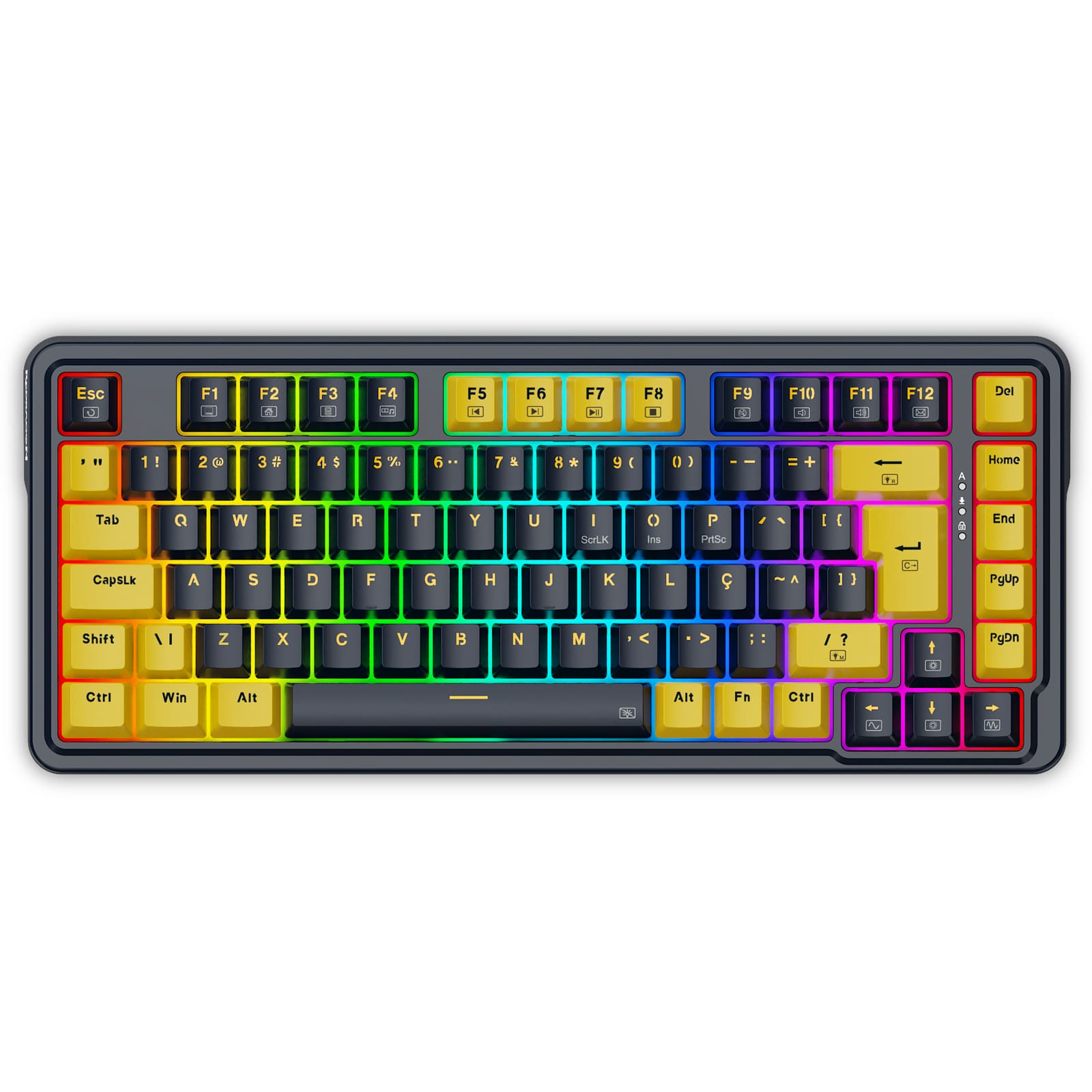 Teclado Gamer Redragon ELF Mecânico Switch Melt Gold Linear RGB TKL