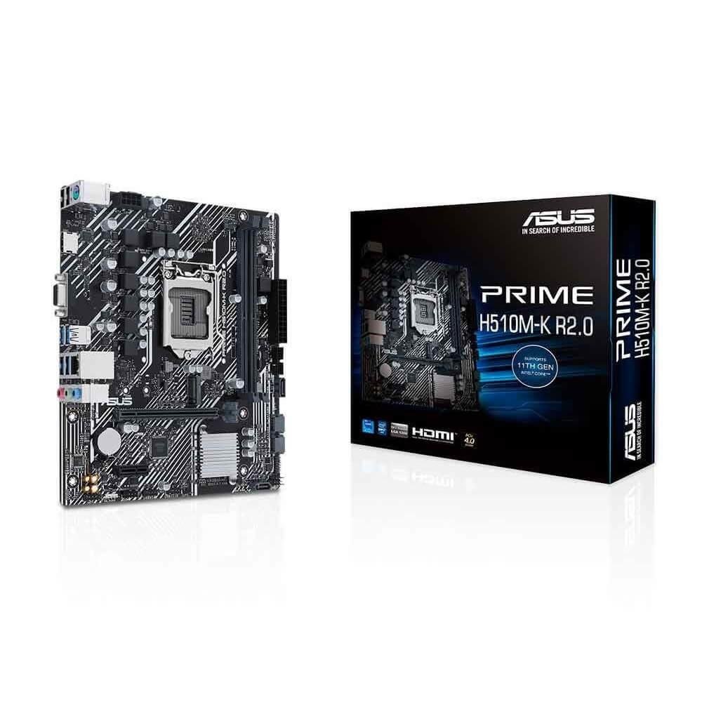 Placa Mãe H510M-K R2.0, Asus Prime, LGA 1200, mATX, DDR4, 90MB1E80-M0EAY0