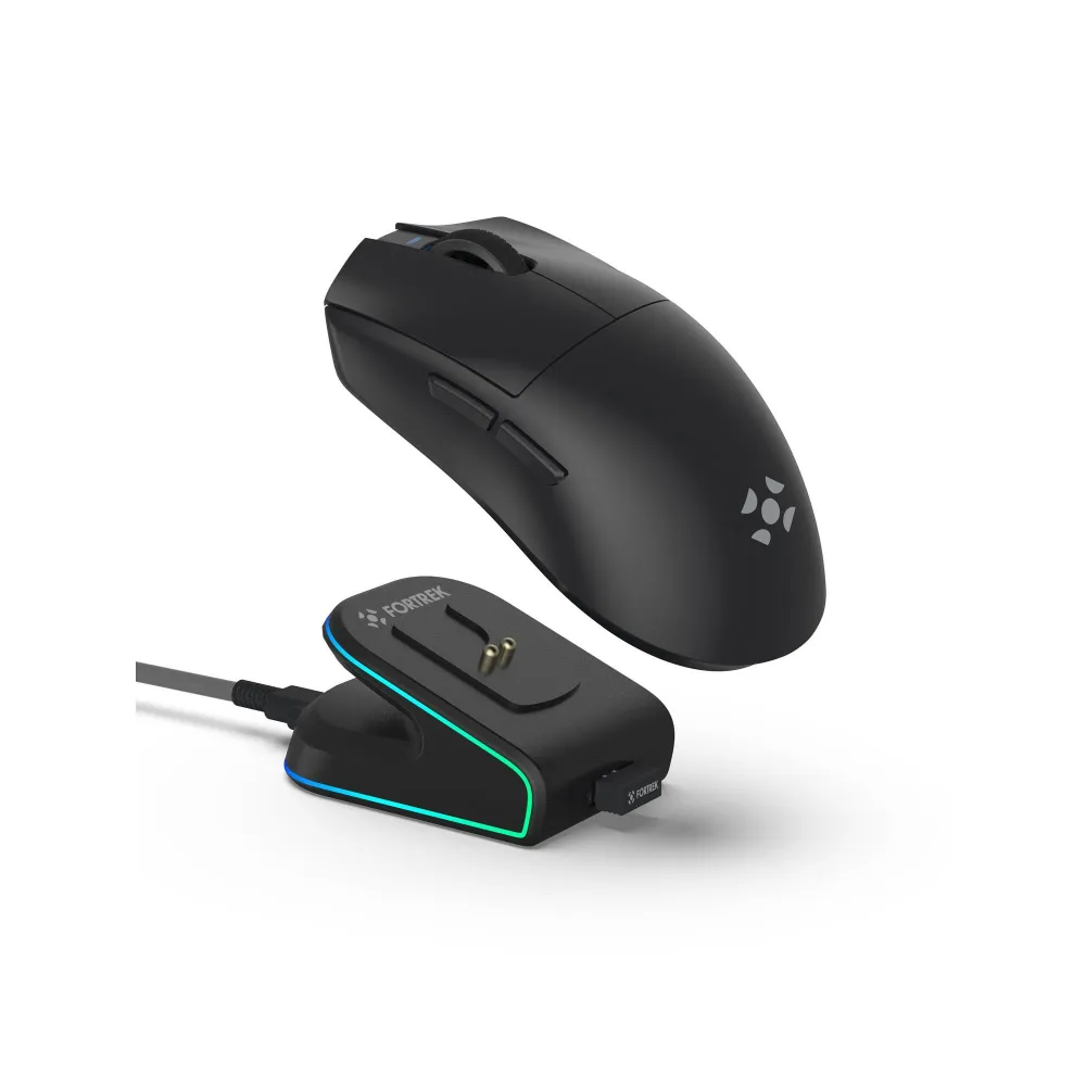 Mouse Gamer Fortrek Loyal, 24000 DPI, S/ Fio, Bluetooth & USB, C/ Base de Carregamento, RGB, Preto - 86963