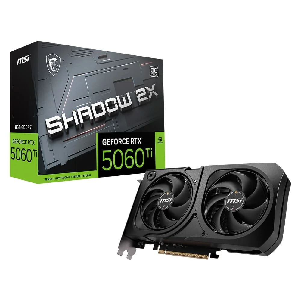 Placa de Video MSI RTX 5060 Ti, Shadow 2X, 8GB, GDDR7, OC Plus, NVIDIA MS-V536