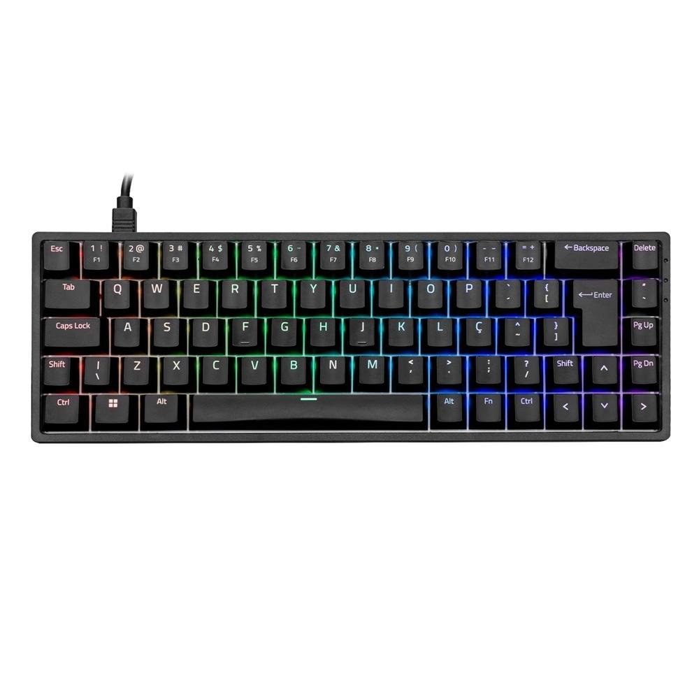 TECLADO MECANICO GAMER AKKO 3068S 65% RGB SWITCH ORANGE PRETO ABNT2