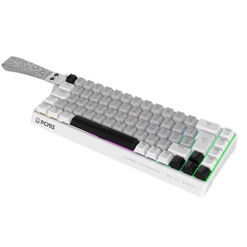 TECLADO MAGNETICO GAMER PCYES GAMMA WHITE GHOST 8000HZ RAPID TRIGGER RGB BRANCO PMGMWG
