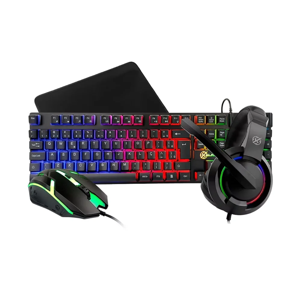Kit Gamer Kalkan Odin Lite 4 em 1: Teclado + Mouse + Headset + Mousepad