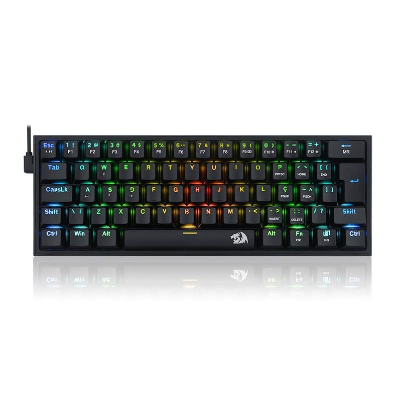 Teclado Redragon, Fizz, 60%, Mecânico, Switch Brown, RGB, ABNT2, Preto, K617-RGB-B-PT-BROWN