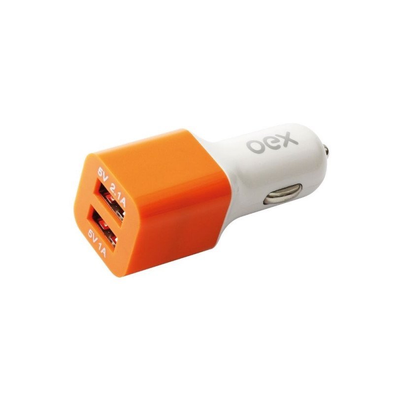 Carregador Veicular OEX 2 USBs Laranja CG101