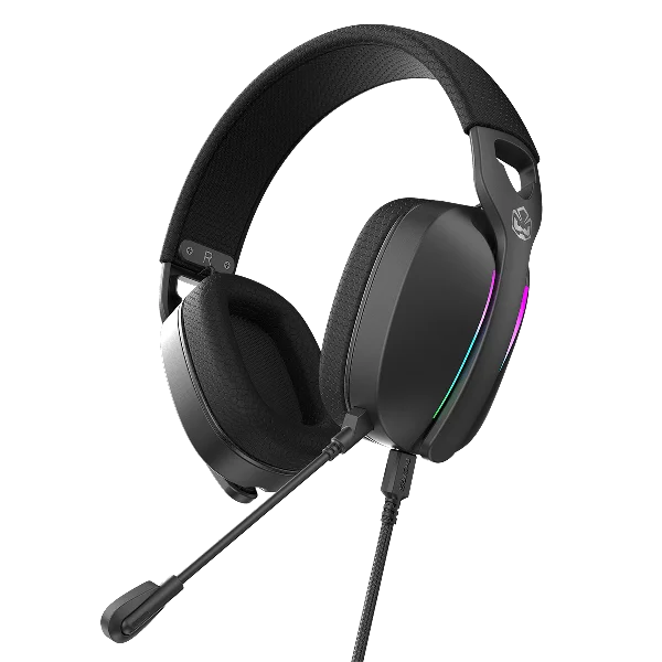 Headset Gamer PCYes Nowy Black Vulcan USB Surround Drivers 40mm RGB