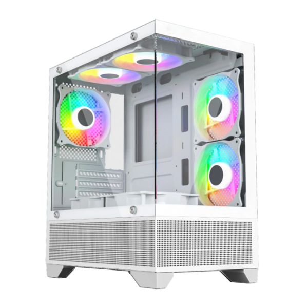 Gabinete Gamer Nexus Carbon Branco USB Type C Vidro Temperado ATX com 4 Fans
