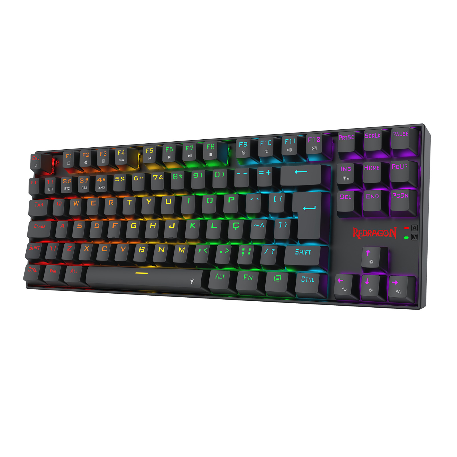 Teclado Gamer Redragon Kumara Elite, Sem Fio, USB & Bluetooth, Mecanico, Switch Marrom, RGB, TKL, 75%, Preto - K552-KRS
