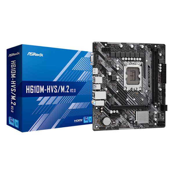Placa Mãe AsRock Intel H610M-HVS LGA 1700 R2.0 mATX DDR4 HDMI VGA