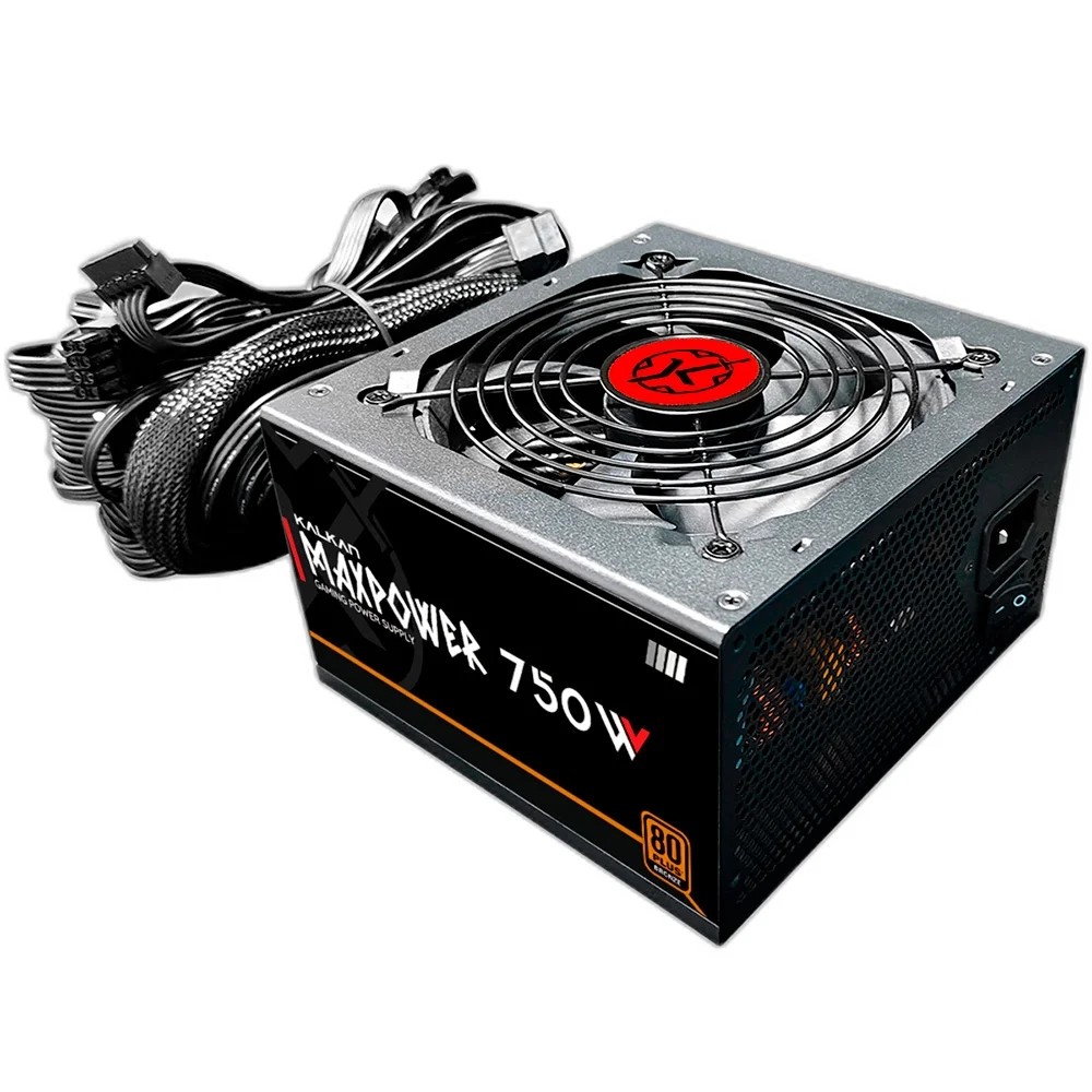 Fonte Gamer Kalkan MaxPower 750W, 80 Plus Bronze, PFC Ativo, Preto - MP-0850W-B