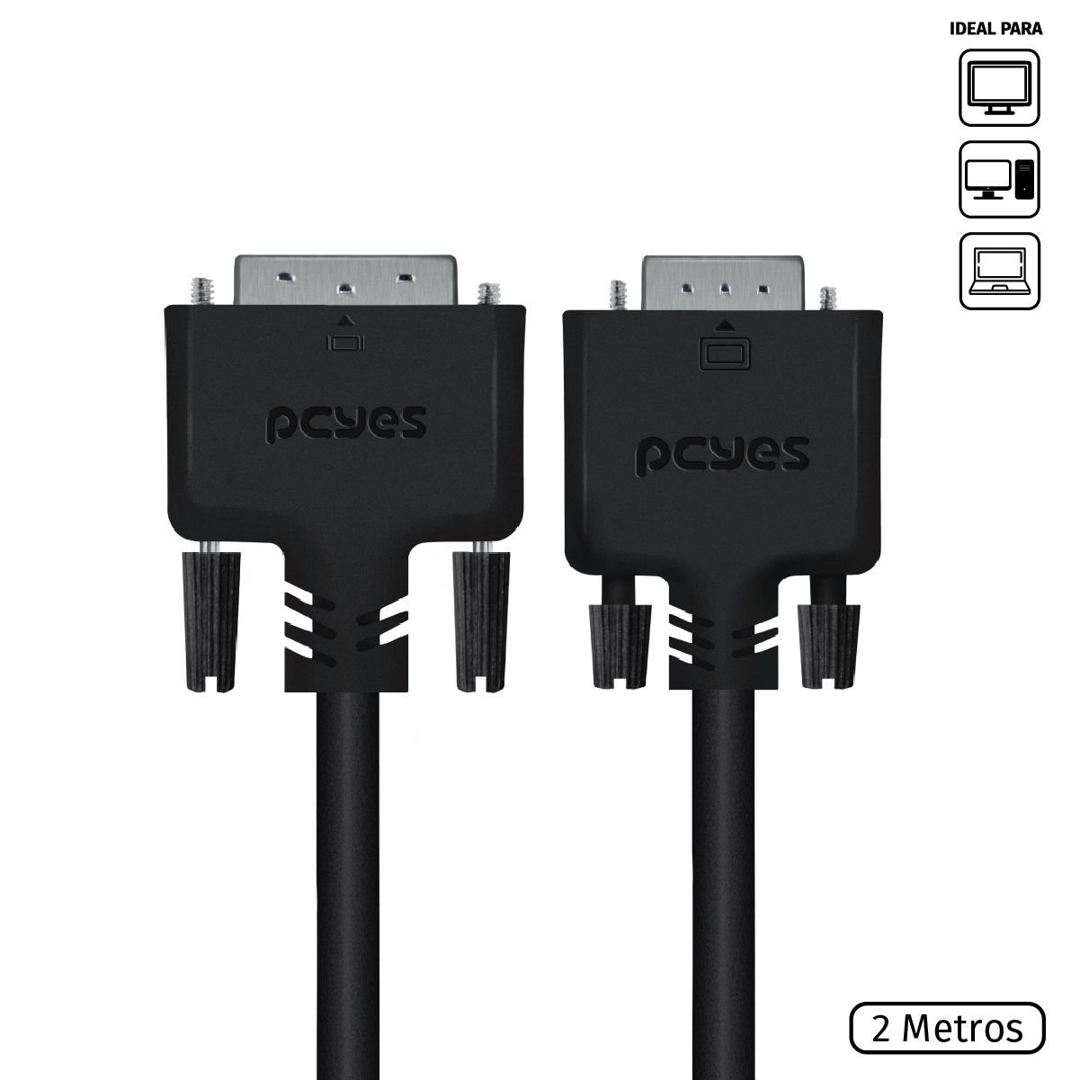Cabo DVI-D para VGA PCYes 2 Metros Macho PDVM15-2
