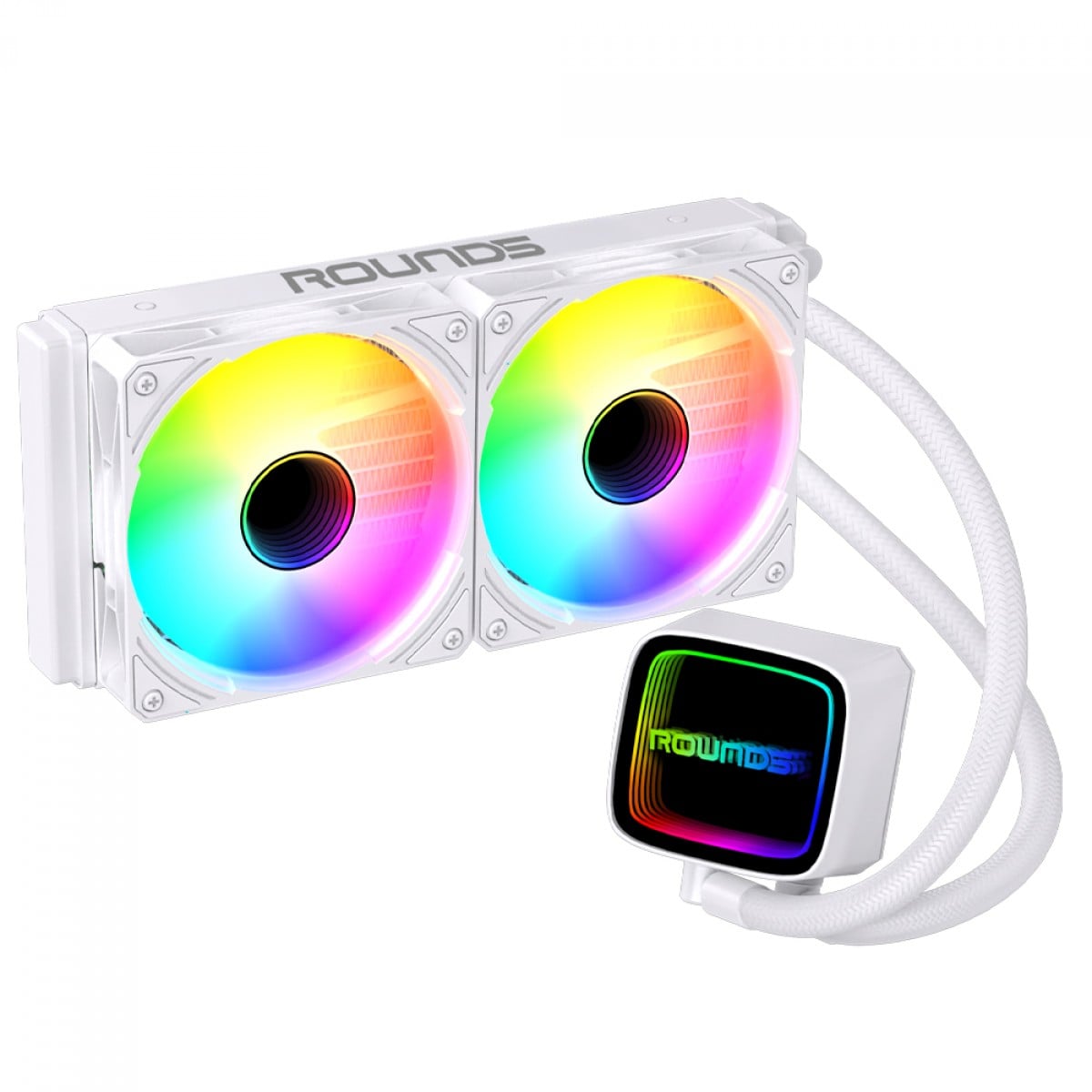 Water Cooler Round5 Eurus White, ARGB, 240mm, Intel-AMD, PWM, Branco - R5-WC-EURUS-240W