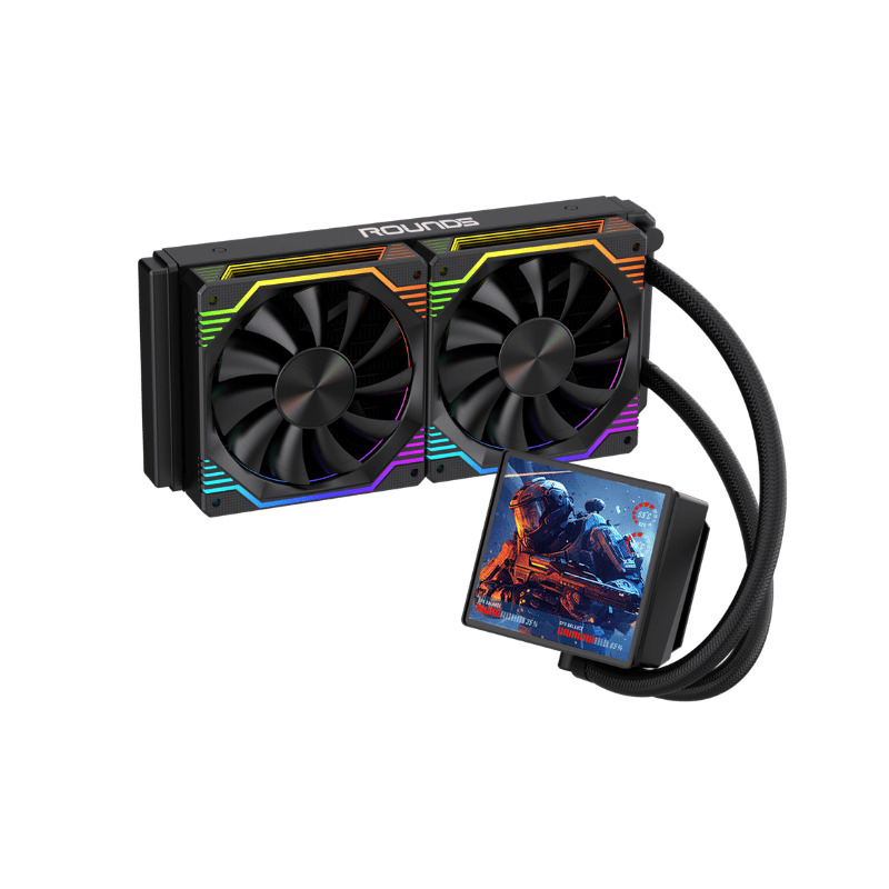 Water Cooler Round5 Zephyro, 240mm, Intel/AMD, C/ Tela LCD, ARGB, TDP 250W, Preto - R5-WC-ZEPHYRO-240B-2222