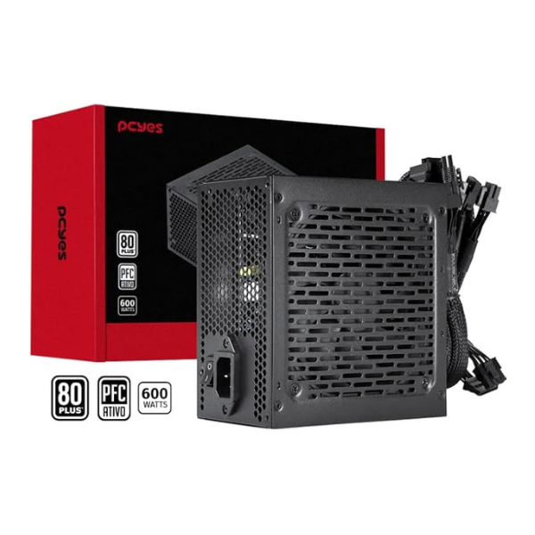 Fonte Gamer Pcyes 600W Shocker 80 Plus White - PF600SHW