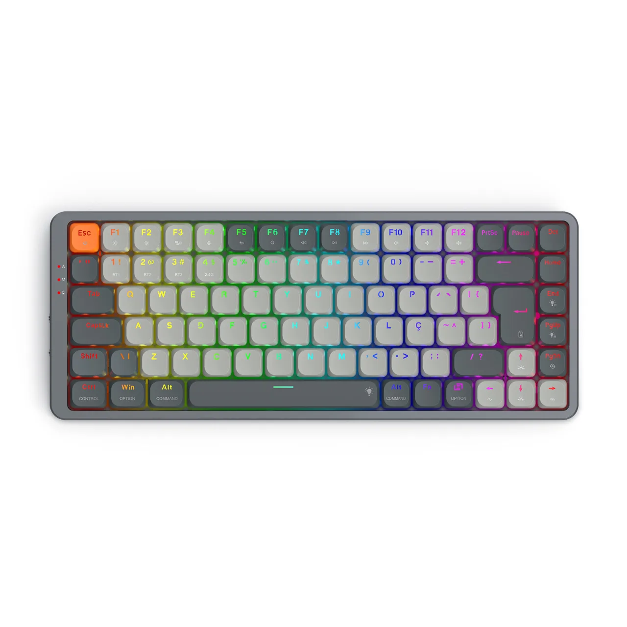 Teclado Redragon Azure, Mecânico, Switch Brown, Low Profile, Sem Fio, Bluetooth & USB, RGB - K652GG-RGB-PRO (PT-BROWN)