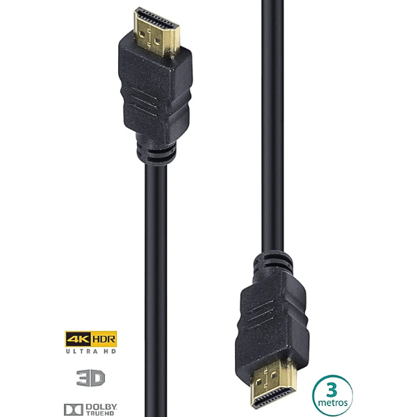 Cabo HDMI Vinik 2.0 4K 3D 3m Preto - H20-3