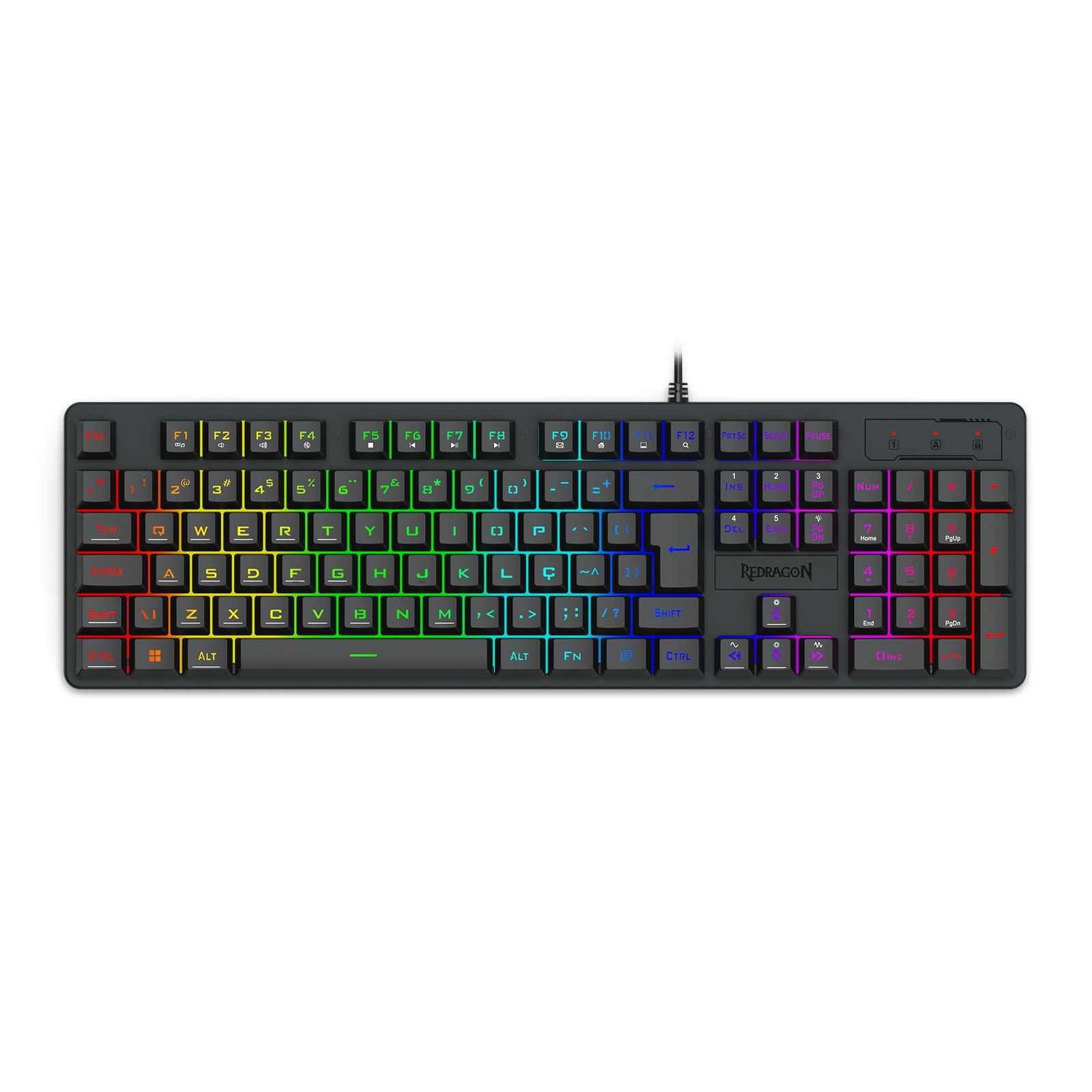 Teclado Membrana Redragon, Netherbane, RGB, ABNT2, USB, Full Size, Preto - K521-RGB