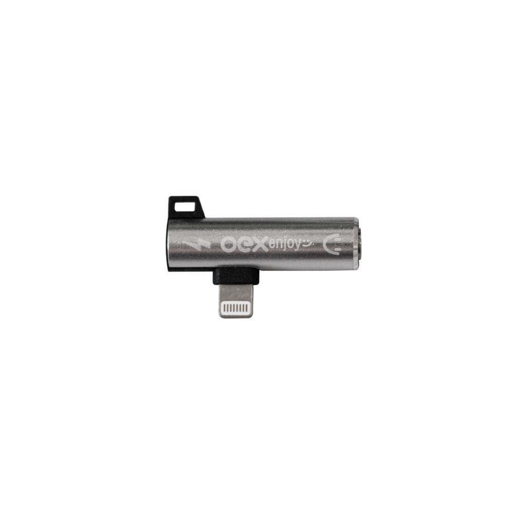Adaptador OEX Duo Lightning para P2 (Audio) e Lightning Prata AD200