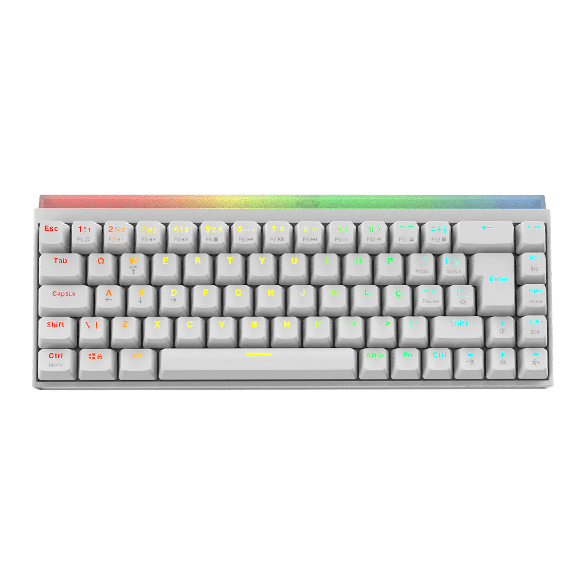 Teclado Gamer PCYes Shiyan, Mecanico, Switch Outemu Red, Rainbow, 60%, USB, Branco - TPSHWGRD
