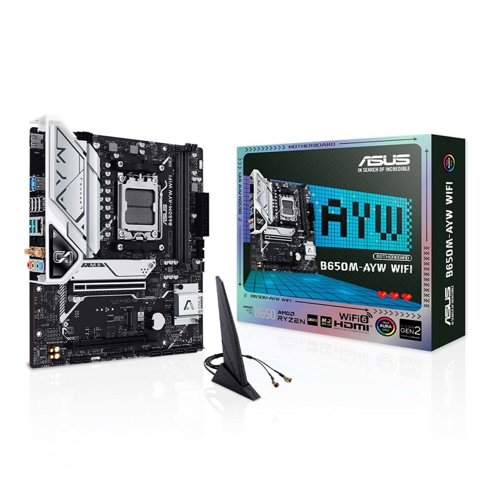 Placa Mãe Asus B650M-AYW, AMD, AM5, DDR5, mATX, Wi-Fi - 90MB1KI0-M0EAY0
