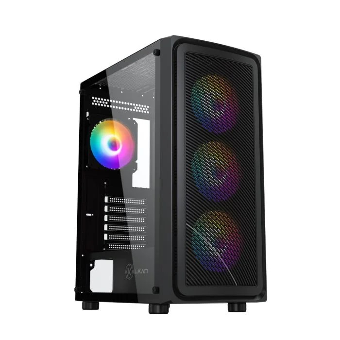 Gabinete Gamer Kalkan Joturn, ATX, Mid Tower, Lateral em Vidro Temperado, 4 Fans ARGB, Preto - KLK00038
