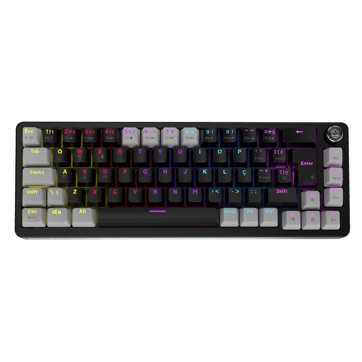 Teclado Gamer PCYes Mecka Mecânico Switch Outemu Blue Rainbow 65%
